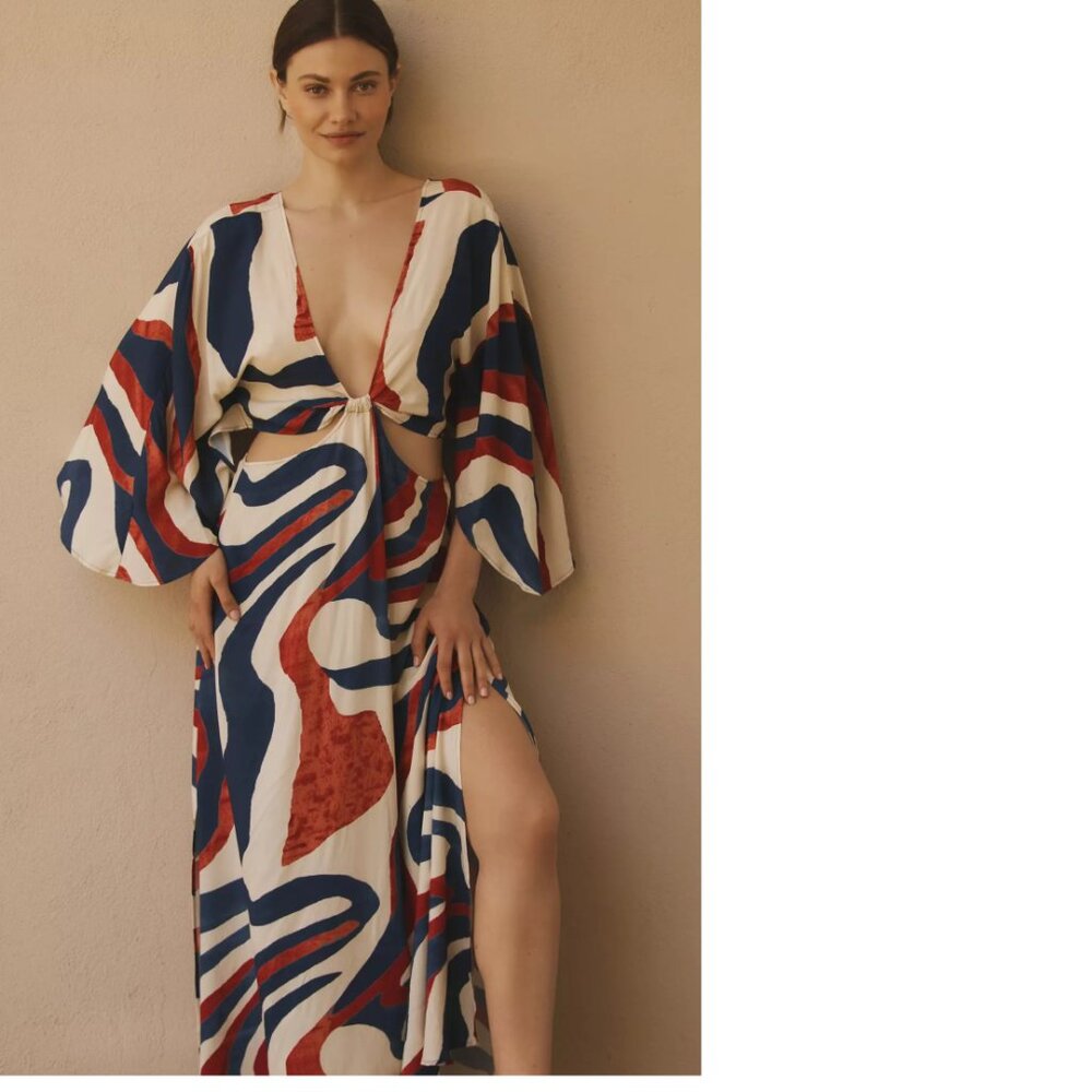 Anthropologie Multicolor Abstract Maxi Dress